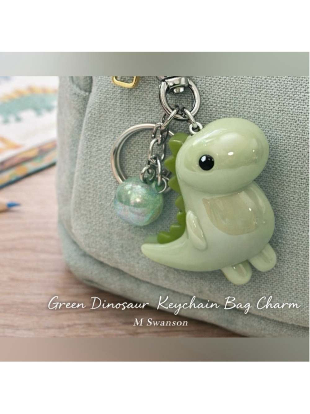 Light Green Acrylic Dinosaur Keychain Bag Charm